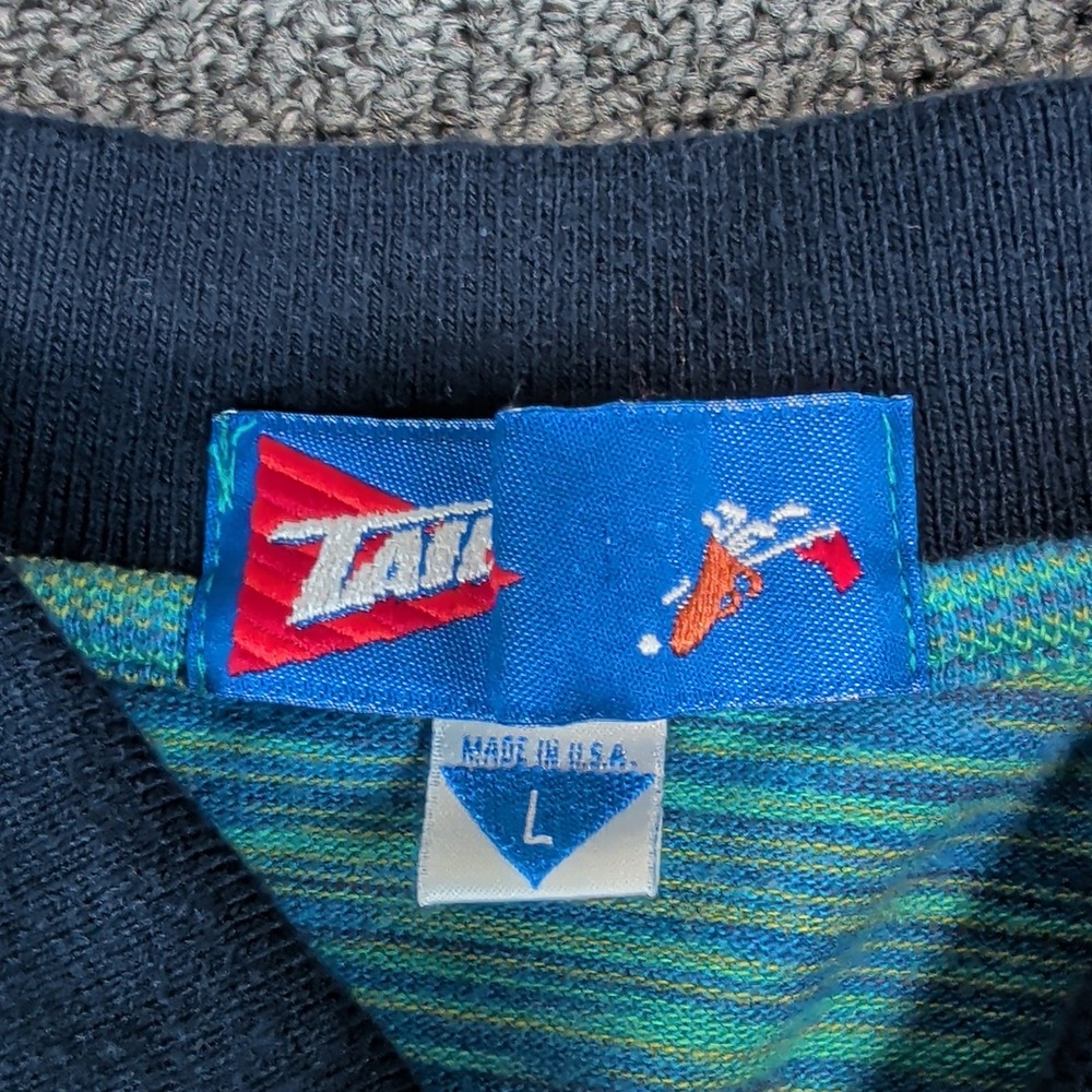 Tail Vintage 90s Golf Polo Shirt Mens Large Blue Green Space Dye Knit USA Made - Picture 5 of 9